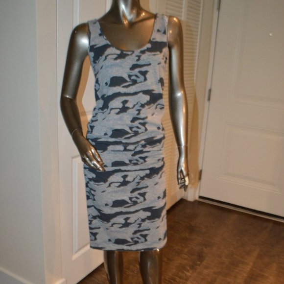 Monrow Camo Shirred Tank Dress Grays & Blu… - Picture 1 of 6